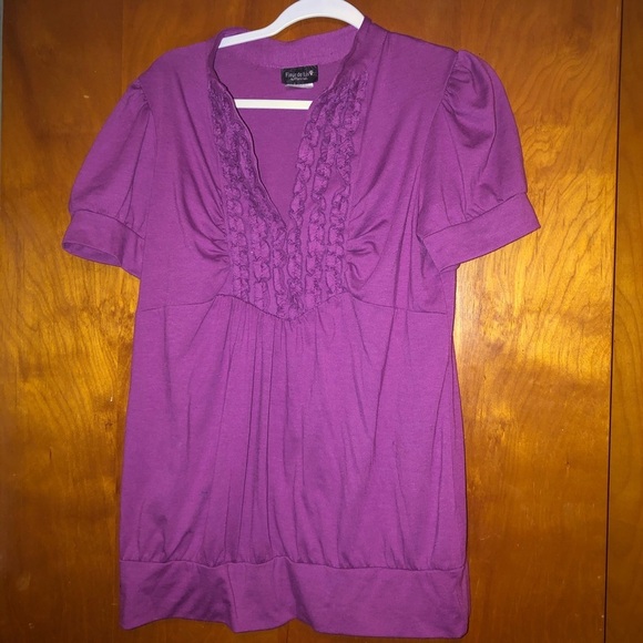 Women ruffle vneck top blouse plus size 1x - Picture 1 of 3